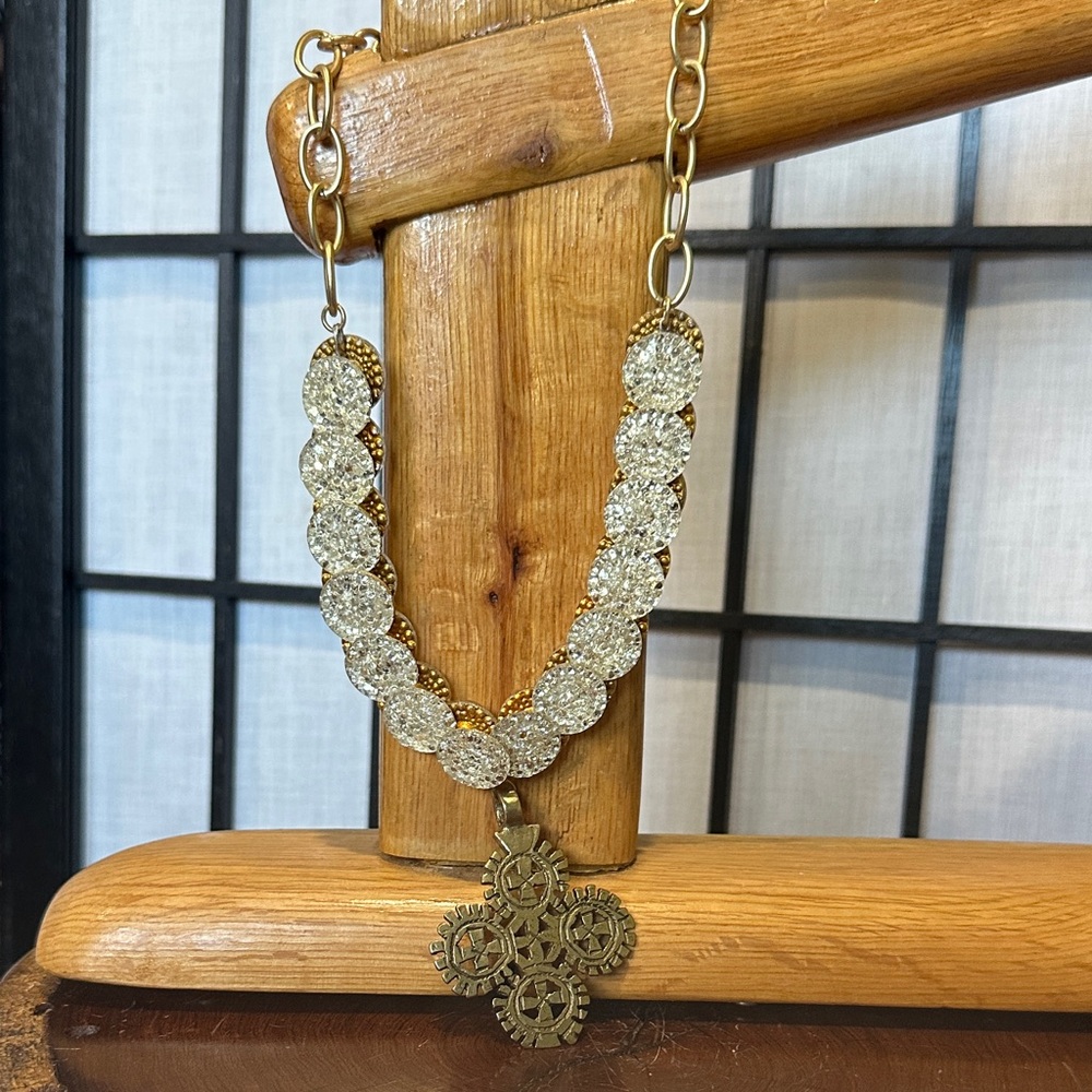 Unique Statement Necklace With Crystal Discs And … - image 1